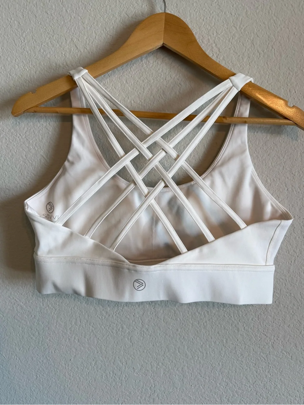 Savvi Sun Bra White Strappy Crisscross Back Padded Sports Bralette Size XL